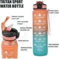thumbnail image 3 of BAKER DEPOT Flip Top Water Bottle, 32oz, Time & Volume Marker, BPA Free, Leakproof, Tritan, Portable, Orange/Blue, 3 of 6