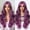 Grape Purple, variant on Rupoun Womens Long Curly Cosplay Wig Side Bangs Dark Purple Festival Party Heat Resistance Synthetic Hair Wigs, 26 Inch