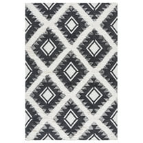SAFAVIEH Kenya Brandt Geometric Area Rug, Black/Ivory, 6' x 9'