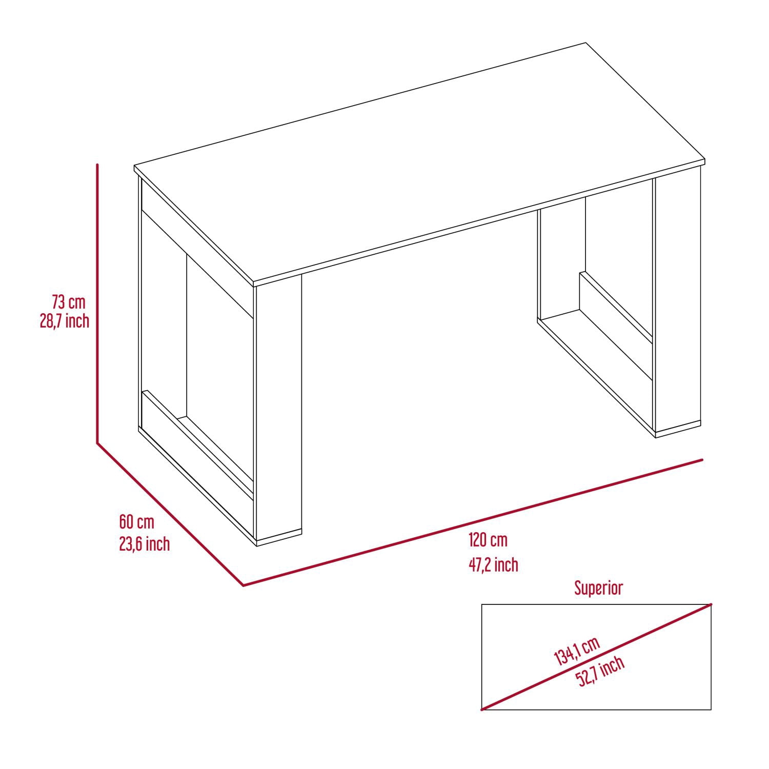 Asteroutdoor Lacey Rectangle Computer Desk Smokey Oak