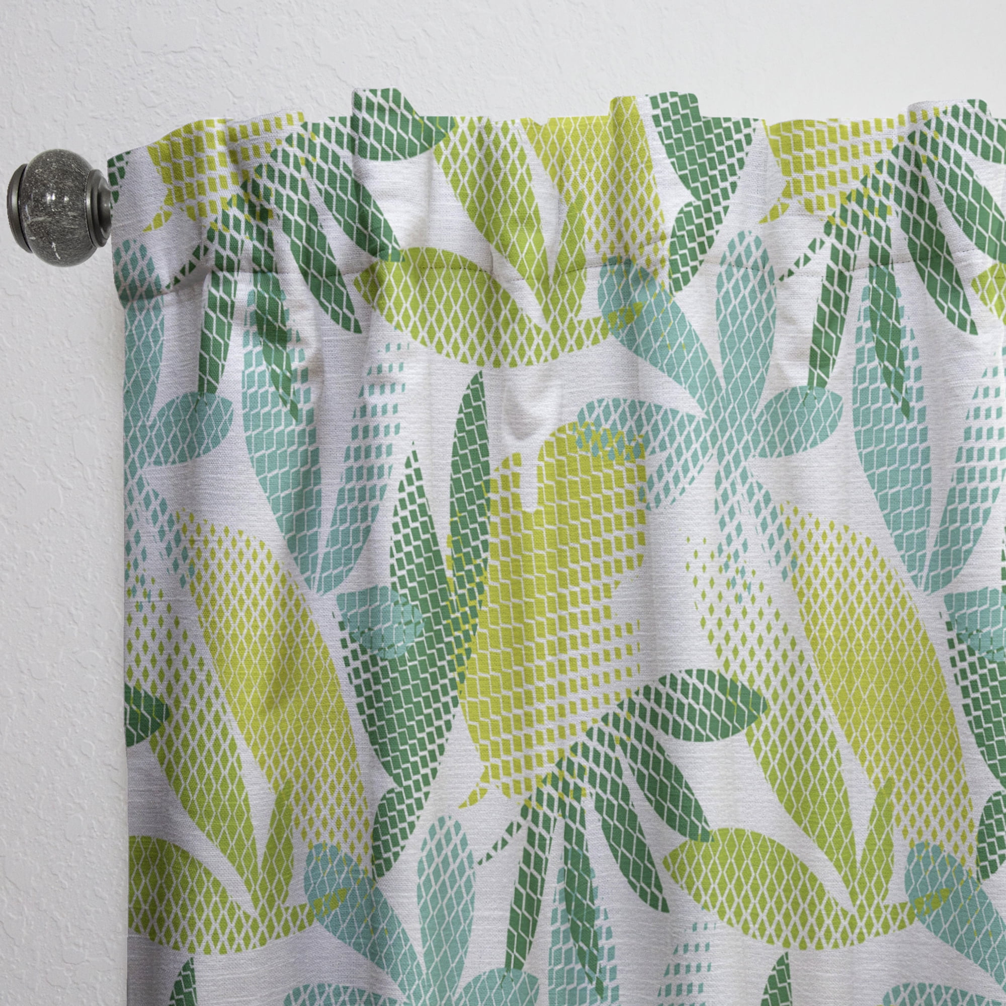 Designart 'Tropical Botanicals On White II' Mid-Century Modern Curtain Panel