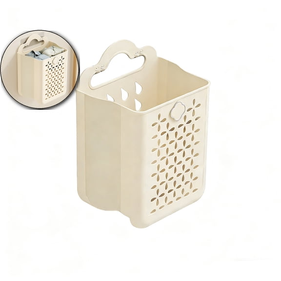 Collapsible Laundry Baske, Laundry Basket Hamper, Hanging Wall Collapsible Laundry with Handle, Space-Saving Foldable Storage Dirty Washer Organizer Bin