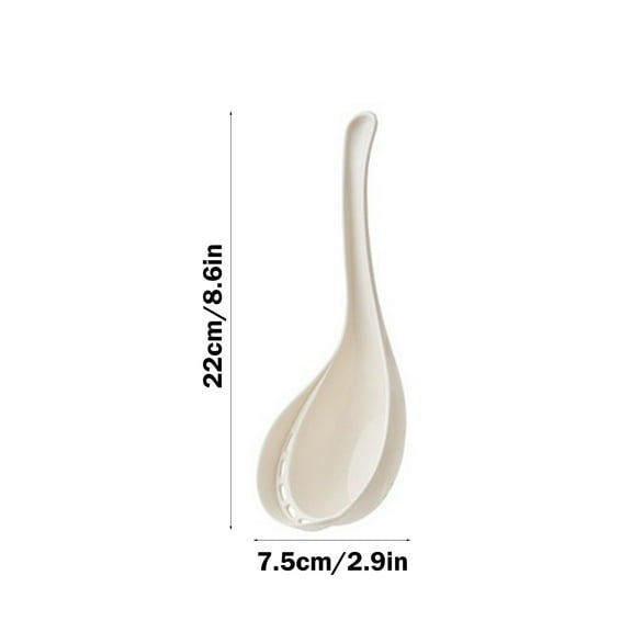 Yulucky Plastic Big Spoon,Plastic Slotted Spoon with Side Holes for Draining Soup Pasta & Vegetables-8.6 Inch White Kitchen Utensil for Cooking &