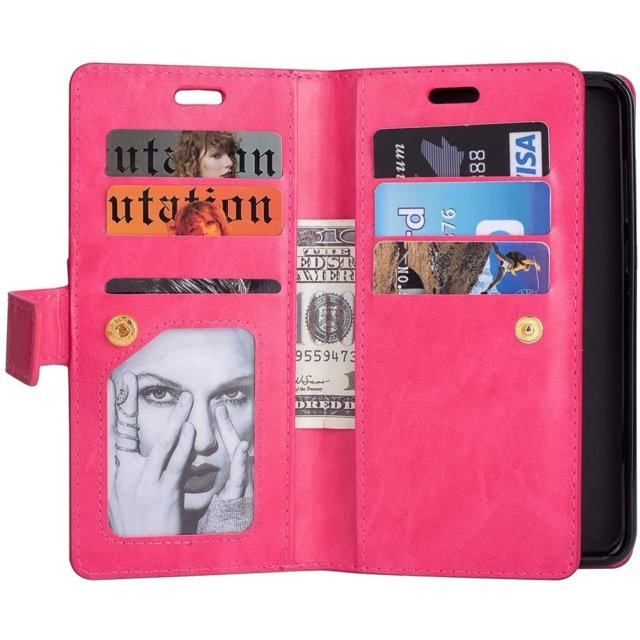 Estuche para teléfono móvil para Huawei Mate 10 Lite/Maimang 6 Estuche de cuero con tapa horizontal con cremallera multifuncional con soporte, billetera, 9 ranuras para tarjetas y cordón (Color : Rosa roja) ShuxiuWang 8390606617071