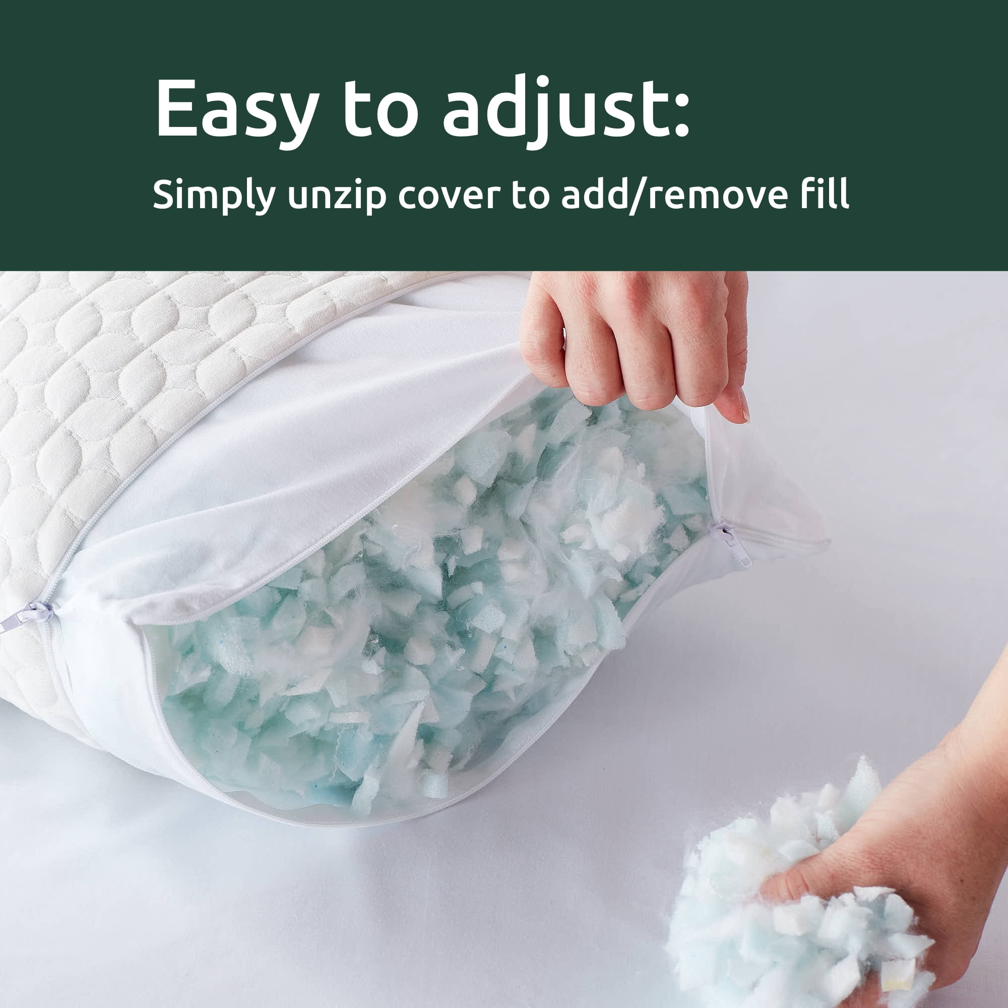 Rest Haven Ultra Plush Bed Pillow with Shredded Foam and Customizable Loft, Queen, 2 Pack
