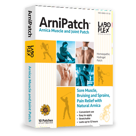 Arnipatch Natural Arnica Pain Relief Hydrogel Patches – Long Lasting Relief for Muscle Soreness, Swelling, Inflammation, Stiffness & Injury on Back, Knee & Neck (Box, 10, Count)