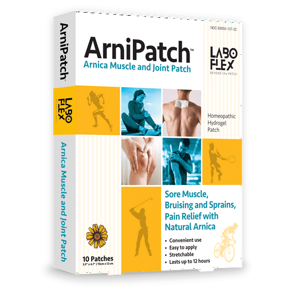 Arnipatch Natural Arnica Pain Relief Hydrogel Patches – Long Lasting Relief for Muscle Soreness, Swelling, Inflammation, Stiffness & Injury on Back, Knee & Neck (Box, 10, Count)