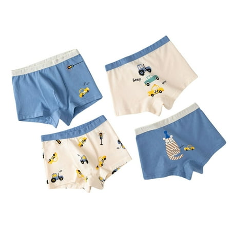 

Boys Boxer Shorts Combed Cotton Boys Underwear Breathable Pure Cotton Cartoon Flat Angle Underwear Baby Four Corner Pants 4pcs Blue 3-4 Years