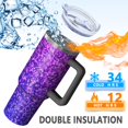 thumbnail image 5 of 40oz Tumbler with Handle and Straw, Vacuum Insulated Stainless Steel Travel Mug, Fits Car Cup Holder, Diamond Sequins Print, 5 of 6