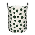 thumbnail image 1 of Balery Abstract Green Polka Dot Cesta de ropa redonda con asas, impermeable, independiente, para ropa, juguetes, dormitorio y familia-Small, 1 of 6