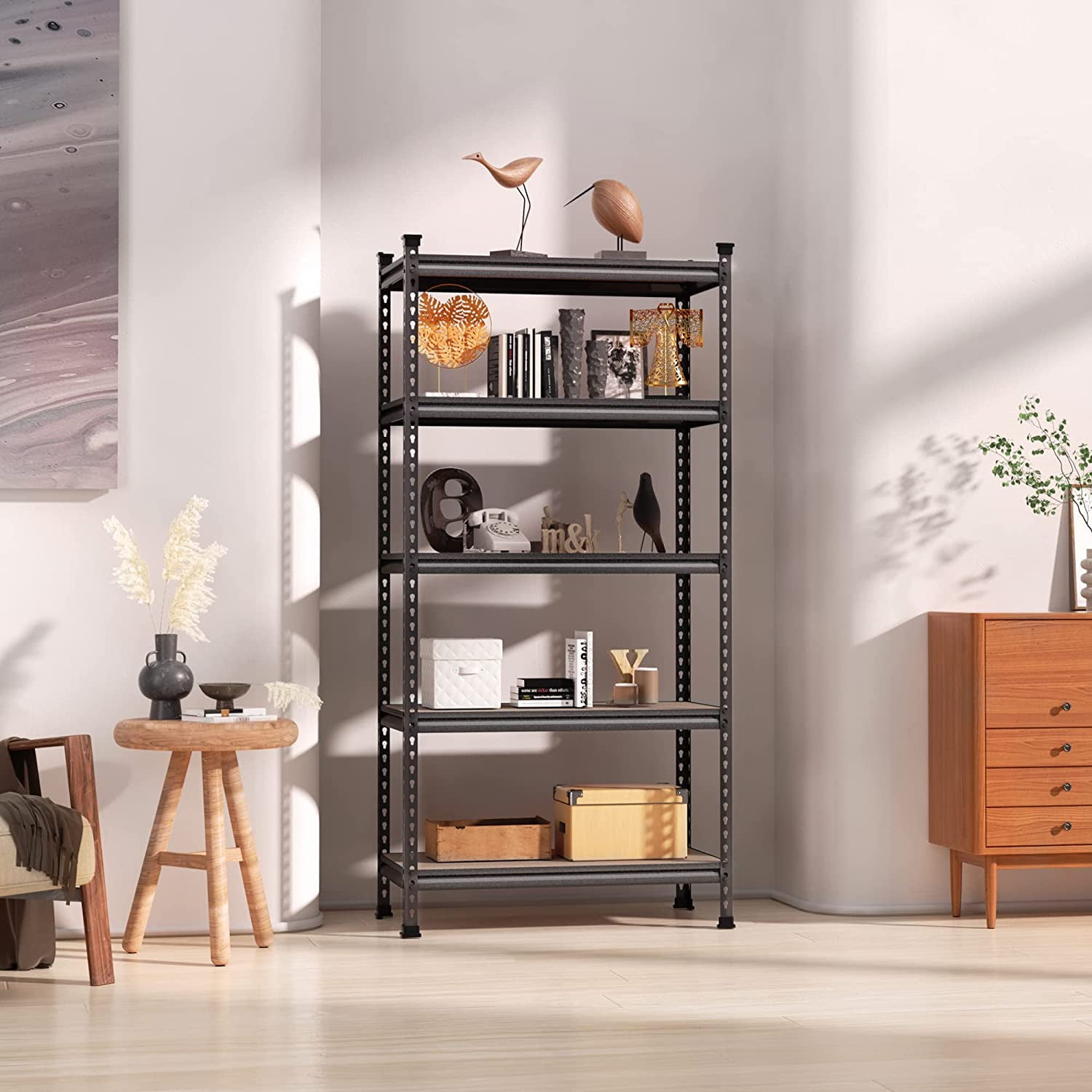 WORKPRO 5-Tier Metal Storage Shelving Unit, 36”W x 18”D x 72”H, Adjustable Storage Rack Heavy Duty Shelf with Particle Board, 4000 lbs Load Capacity (Total) for Garage Warehouse, Black/Silver, W082093