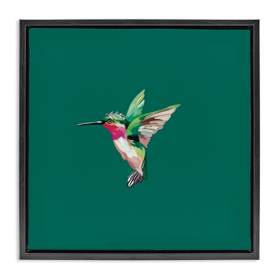 Stupell Industries Contemporary Hummingbird with Tiara Black Floating Frame Canvas Art, 18 x 18, by Amelia Noyes