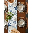 thumbnail image 2 of Ldtrchee Blue Starfish Coastal Table Runner 70 Inches, Summer Beach Nautical Coral Sea Bed Runner Dresser Scarves Tabletop for Indoor Outdoor Parties/Ceremony/Banquet, 13" x 70", 2 of 8