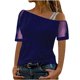 thumbnail image 1 of Ichuanyi Womens Swimsuits Clearance Women's Casual Blouse Solid T-shirt Mesh Off-the-shoulder Patchwork Short Sleeves Tops Ichuanyi Ichuanyi, 1 of 9
