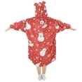 thumbnail image 2 of FORMRS Wearable Blanket Hoodie with Sleeves for Kids Cozy Flannel Sweatshirt, Red Snowman, 2 of 7