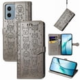 thumbnail image 1 of Funda Cartera FOXDOCK para Motorola Moto E15 , Flip PU con Relieve de Gatos y Perros, Tarjetero y Soporte, 1 of 6