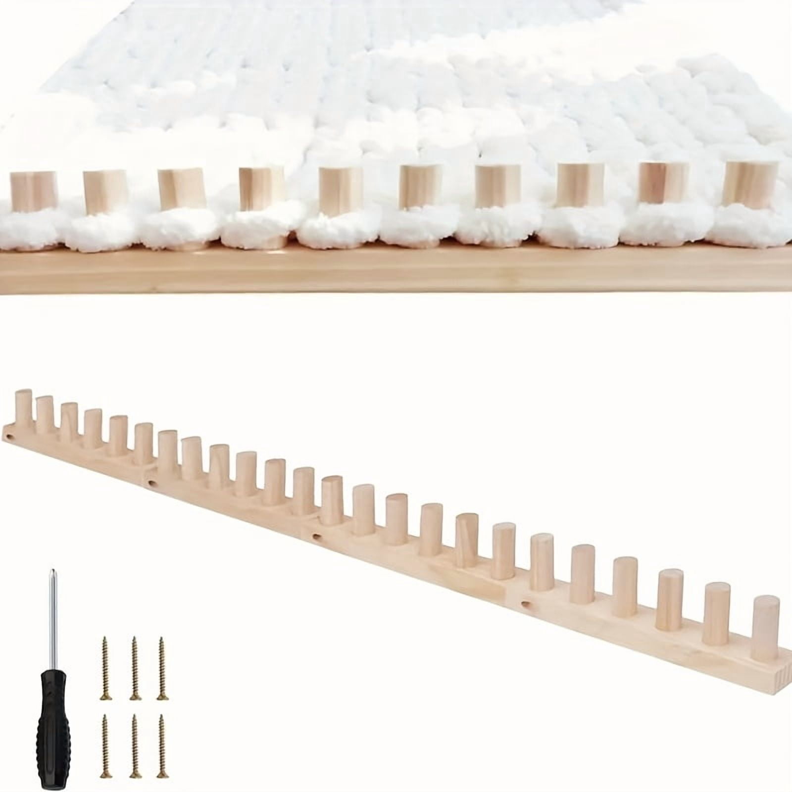 1 Pc Portable 48-Inch Handheld Wooden Loom - Beige with Smooth Pegs, Complete Hardware Kit, Natural Wood Grain End for Weaving Thick Blankets and Scarves