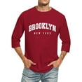 thumbnail image 1 of Mens T-Shirts 3/4 Sleeve Comfortable Crewneck Graduated Color Fit Brick Red Graphic Fall Tees size XXXXXL, 1 of 4