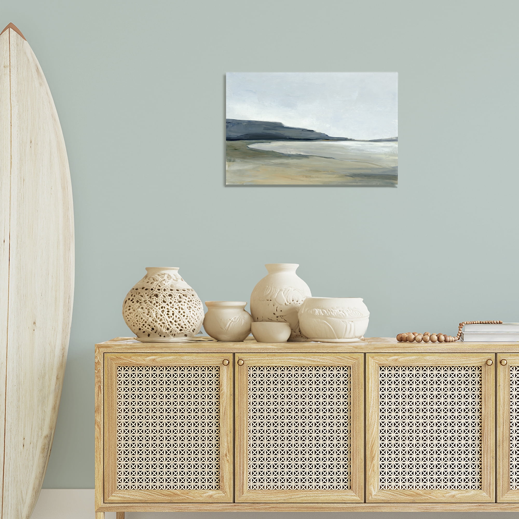 Stupell Industries Muted Coastline Cliff Landscape & Nature Painting Wrapped Canvas Art Print Wall Art, 24 x 16