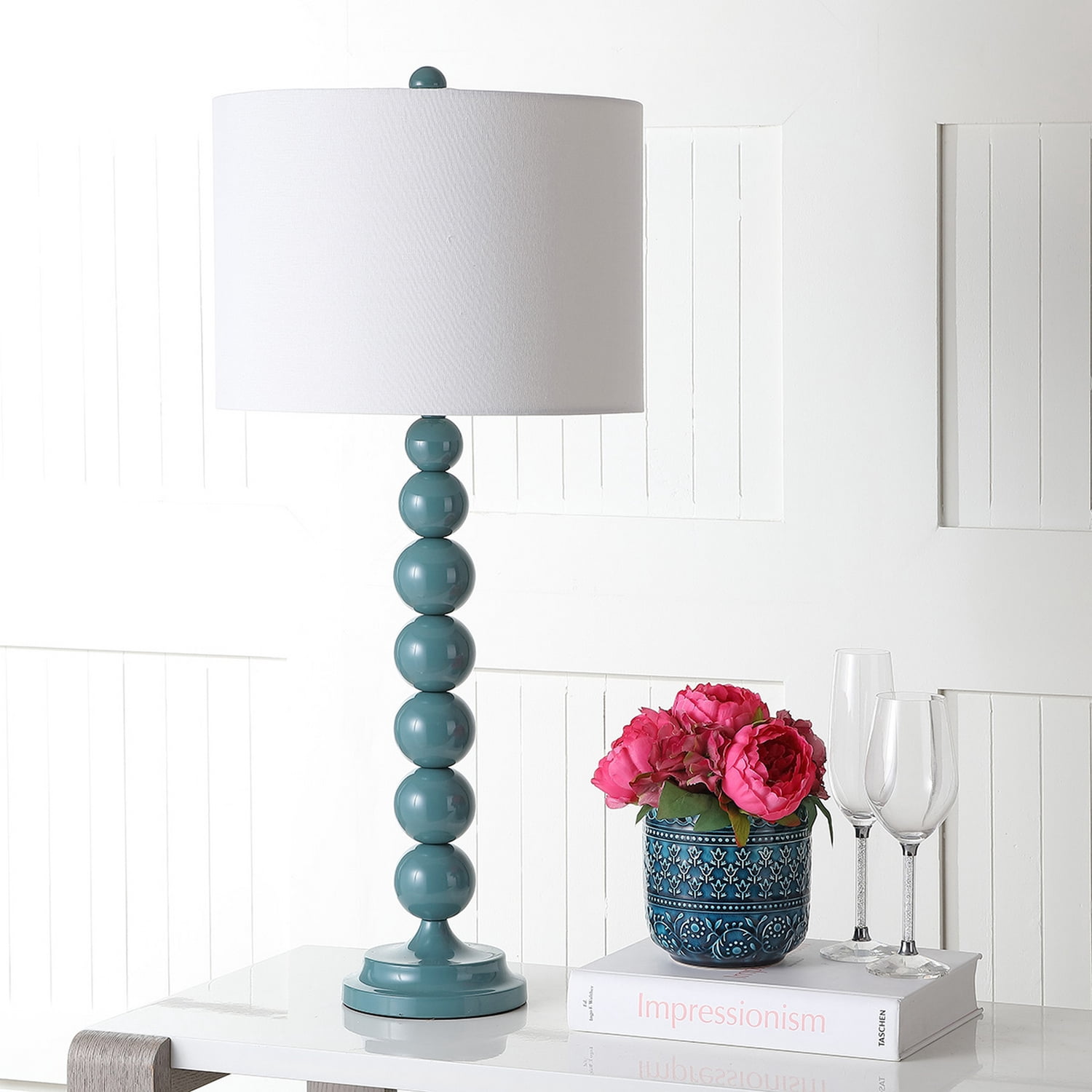 Safavieh Jenna 32" Contemporary Iron Table Lamp with Off-White Cotton Shade Count of 2