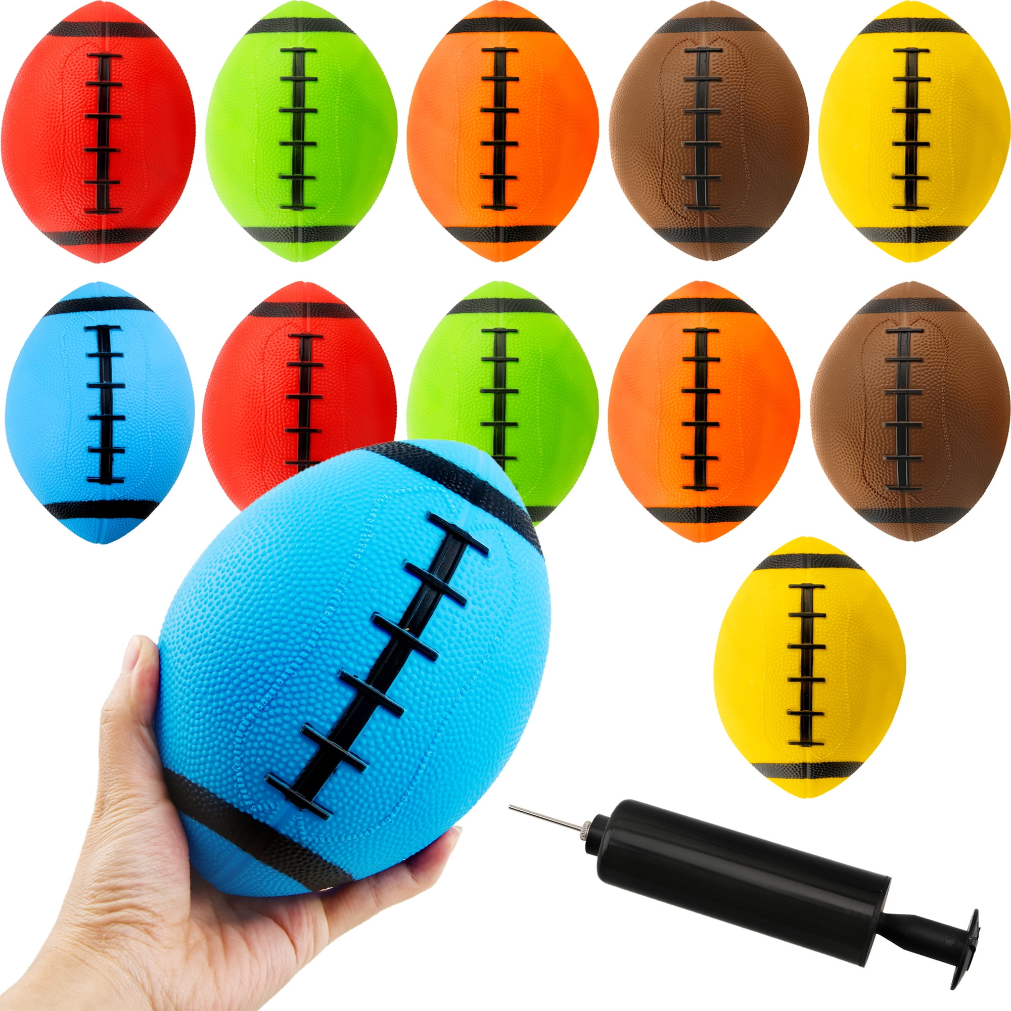 Puteraya 12 Pack Mini Inflatable Football 6.3 Inch Sports Rugby Football Pool Beach Ball Toys