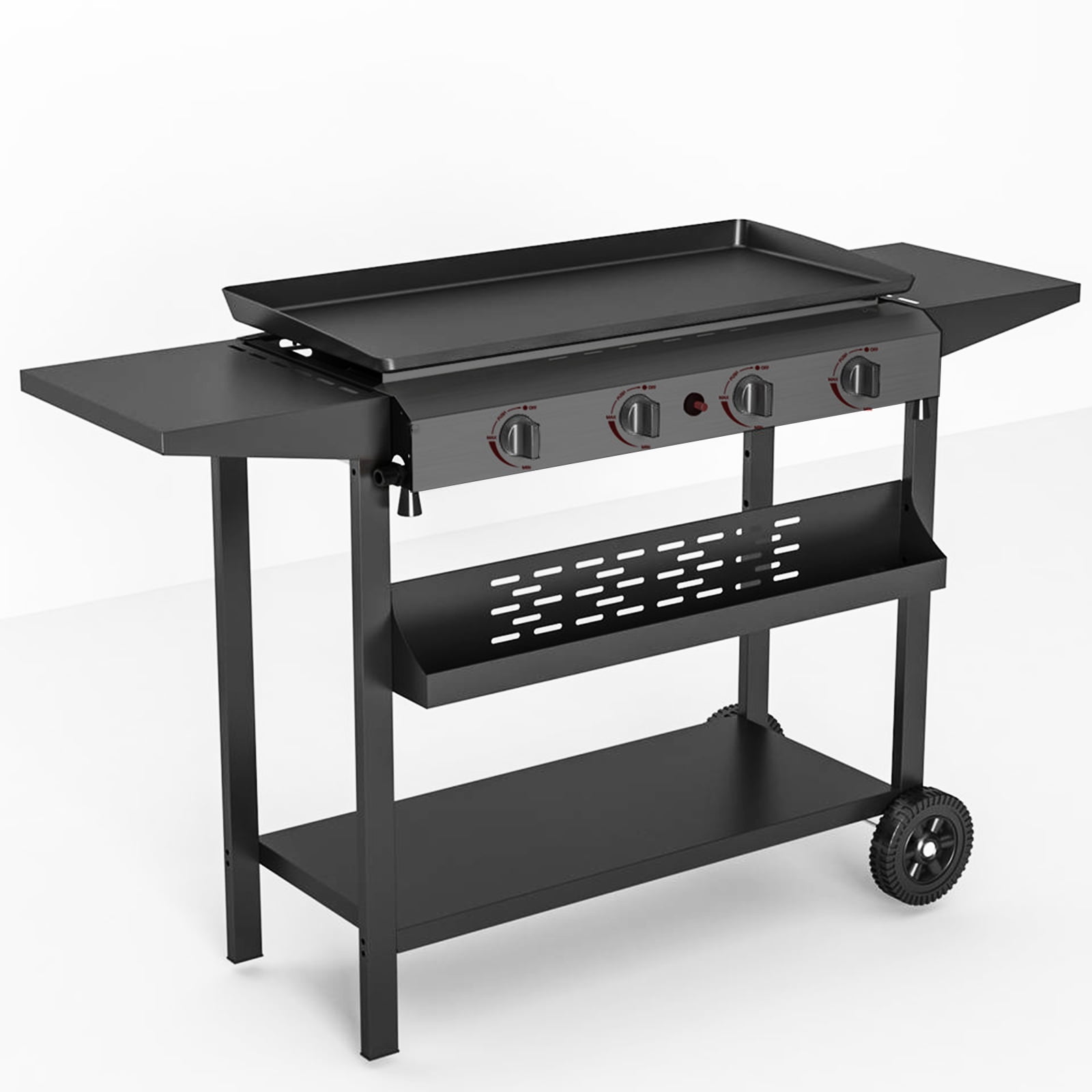 SKONYON 4 Burner Propane Gas Grill Flat Top Griddle Grill, Black