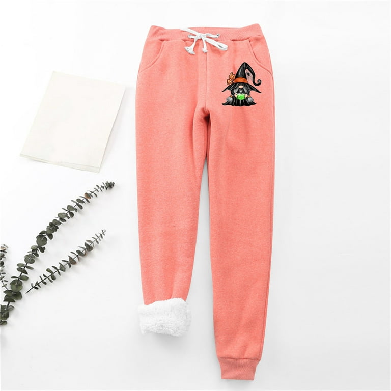 Women\'s Lamb\'s Wool Thickened Warm Small Footed Sweatpants Winter Loose  Casual Sports Pants