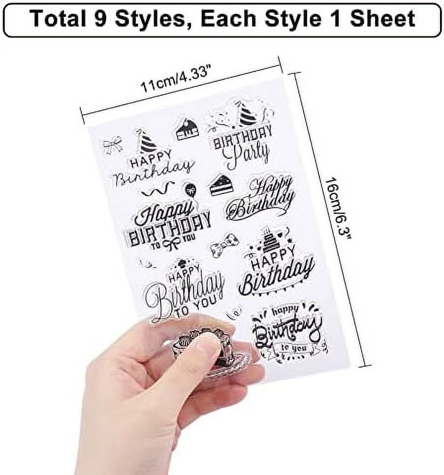 Happy Birthday Words Clear Stamps Silicone Stamp Cards Birthday Blessing  Words Clear Stamps for Card Making Decoration and DIY Scrapbooking 