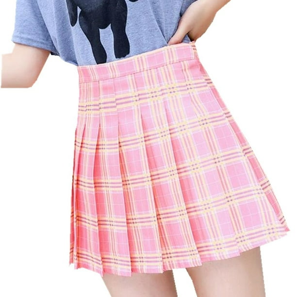 Korean Style Women Pleated Plaid Sexy Mini Skirt Japanese School