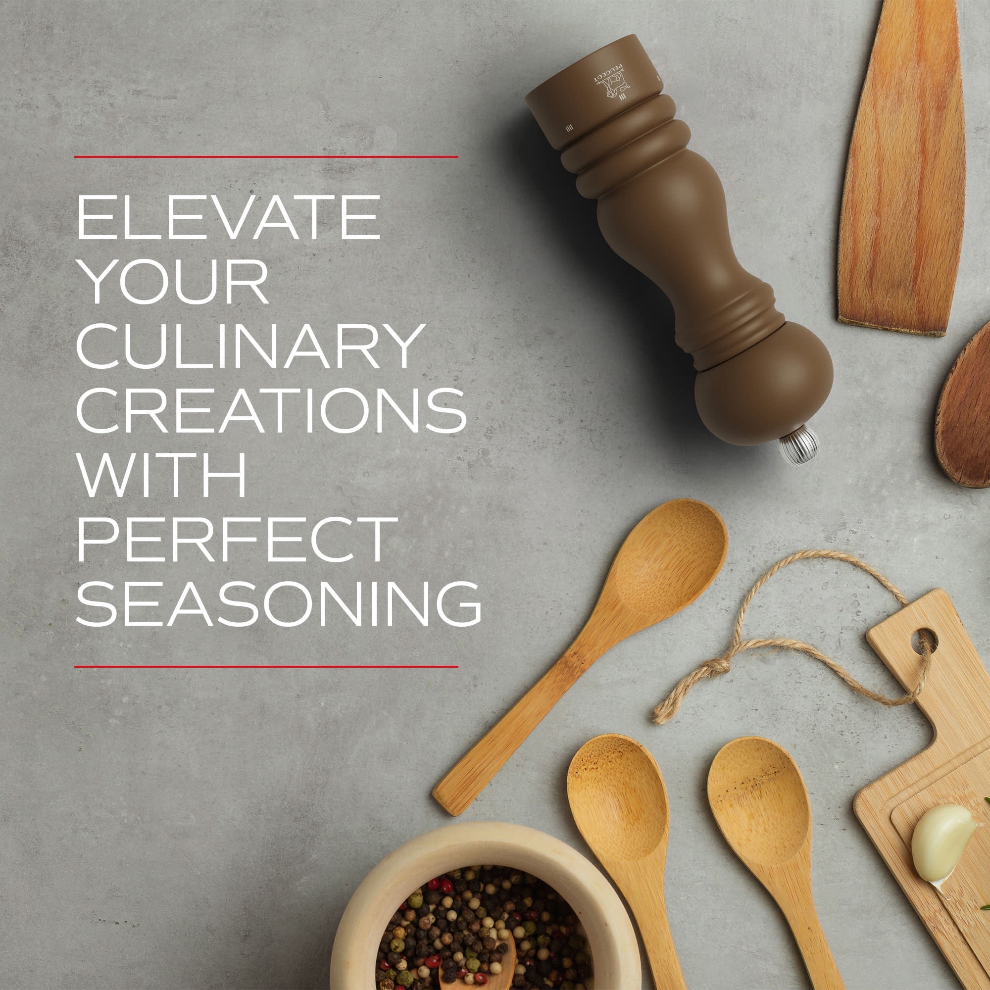 Peugeot Paris u'Select 7-inch Pepper Mill - Manual Rock Pepper Mill with Adjustable Precision Grinding, Stainless Steel & Beechwood, Sustainable & Elegant Kitchen Tool (Mocha)
