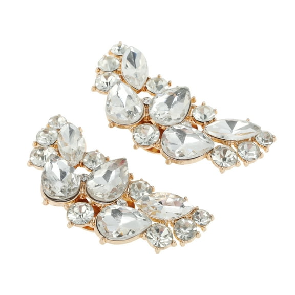 Unique Bargains 2 Pcs Shoe Accessories Fashionable Angel Wings with Detachable Clip Shoe Decorations Gold Tone, White