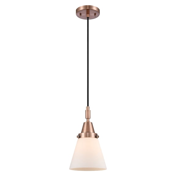 447-1P-AC-G61 Innovations Lighting Cone - 1 Light Cord Hung Mini Pendant-6.25 Inch Wide and 9.13 Inch Tall-Antique Copper Finish-Matte White Glass