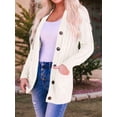 thumbnail image 3 of Women'S 2025 Fall Long Sleeve Cable Knit Sweater Open Front Cardigan Button Loose Outerwear Cream White XXL, 3 of 7