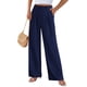 thumbnail image 3 of Pantalones PRETTYGARDEN Palazzo Mujer Azul Marino Tiro Alto Talle Pequeño, 3 of 9