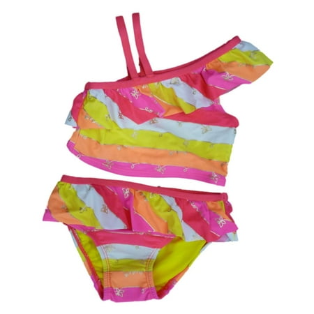- Joe Boxer Toddler Girl Pink Stripe Swimming Suit Swim Ruffle Bathing Suit 2T