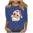 thumbnail image 2 of JingHai Ugly Christmas Sweater for Women 2024 Cute Christmas Printed Casual Crewneck 3/4 Sleeve Pullover Sweatshirts Tops-Blue S, 2 of 4