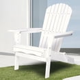 thumbnail image 2 of UHOMEPRO Folding Adirondack Chair Set of 4, Outdoor Weather Resistant Patio Lawn Chair, Wooden Fire Pit Chair for Outside Deck Garden Backyard Balcony, Patio Furniture Set Lounge Chairs, White, 2 of 7
