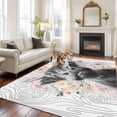 thumbnail image 2 of 5'x7' Area Rugs for Living Room Bedroom, Black Cow Floral Washable Rug Carpet Runner Indoor Outdoor, Grey Wooden Farmhouse Animals Non Slip Floor Mats Area Rug for Kitchen, Nursery, 2 of 8