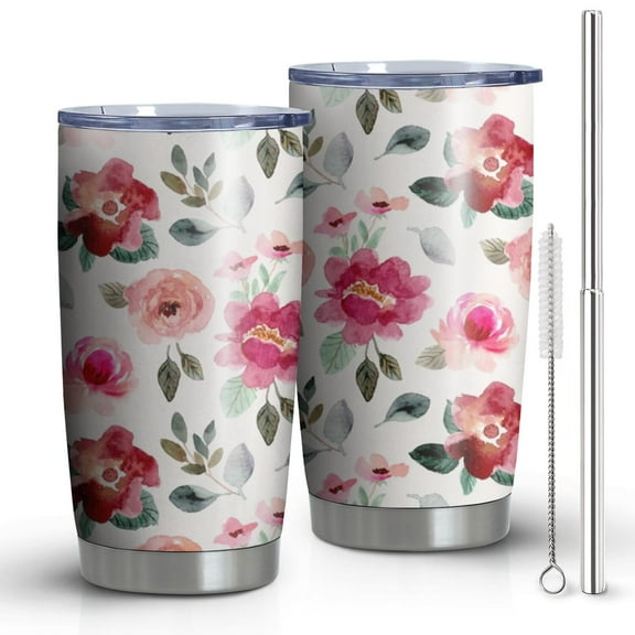 20 Oz Pioneer Flower Coffee Tumbler Double Wall Insulated Stainless Steel Water Bottle | Metal Reusable Thermoses Flask with Cup Cap | Leak & Sweat Proof with Anti-Dust Lid