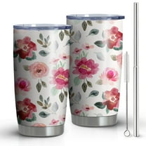 20 Oz Pioneer Flower Coffee Tumbler Double Wall Insulated Stainless Steel Water Bottle | Metal Reusable Thermoses Flask with Cup Cap | Leak & Sweat Proof with Anti-Dust Lid