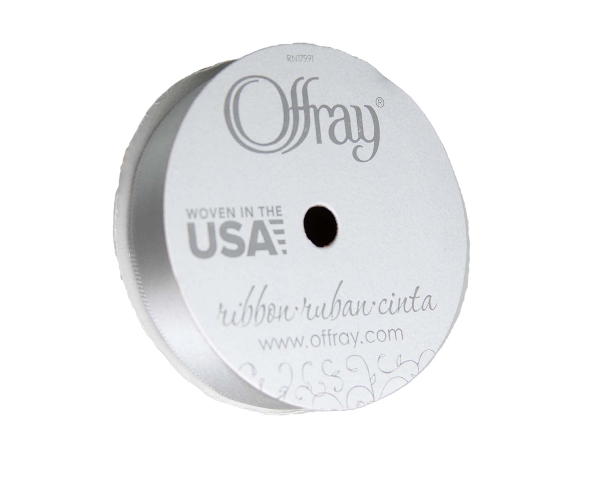 (2 pack) Offray Ribbon, Pewter Grey 5/8 inch Single Face Satin Polyester Ribbon for Sewing, Crafts, and Gifting, 18 feet, 1 Each