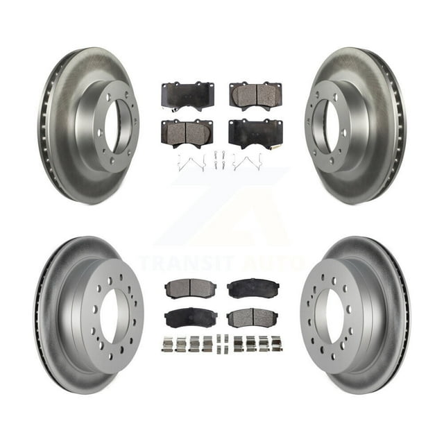Transit Auto Front Rear Coated Disc Brake Rotors and Semi-Metallic Pads Kit for Car Toyota 4Runner FJ Cruiser KGF-102266