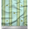 thumbnail image 1 of Soimoi Green polyester Crepe Fabric Leaves & Stripe Decor Fabric Printed Yard 52 Inch Wide, 1 of 3