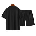 thumbnail image 5 of Men's 2 Pieces Outfits Casual Polo Shirt and Shorts Set Collar Athletic Jogging Jacquard Textured Summer Tracksuit Black, 5 of 5