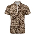 thumbnail image 4 of Leopard Print Men Zipper T-shirt Summer Casual Short Sleeve T-shirt Top, 4 of 7