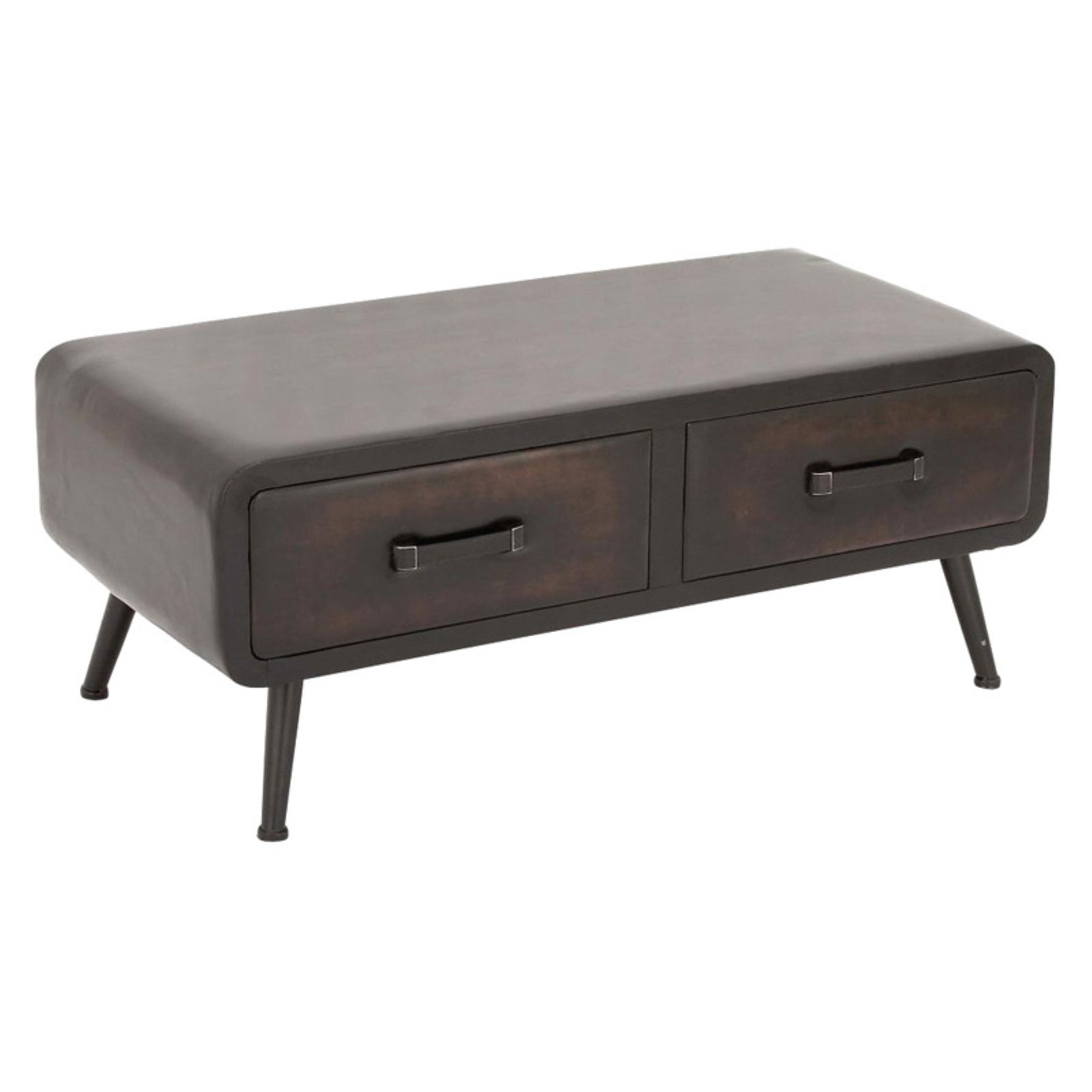 DecMode MidCentury Faux Leather Coffee Table