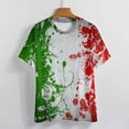 thumbnail image 3 of Italian Flag Splatter Art Womens Tops Women's Fashion Casual Short Sleeve Flower Print Round Neck Pullover Top Blouse, 3 of 6