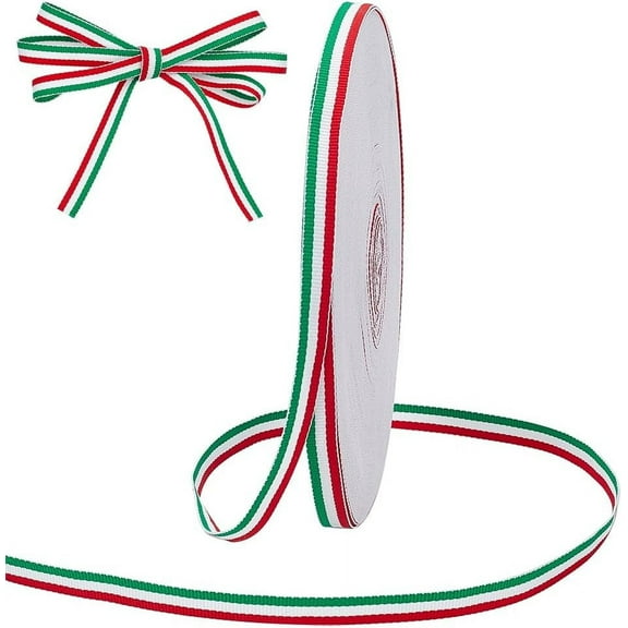 50yard Red White and Green Ribbon 3/8"(10mm) Italian Flag Patriotic Ribbon Decorative Ribbon Christmas Stripes Ribbon