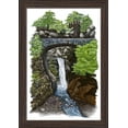 thumbnail image 1 of Christine Falls - Mount Rainier National Park - Illustration - Lantern Press Artwork (12x18 Giclee Art Print, Gallery Framed, Espresso Wood), 1 of 1