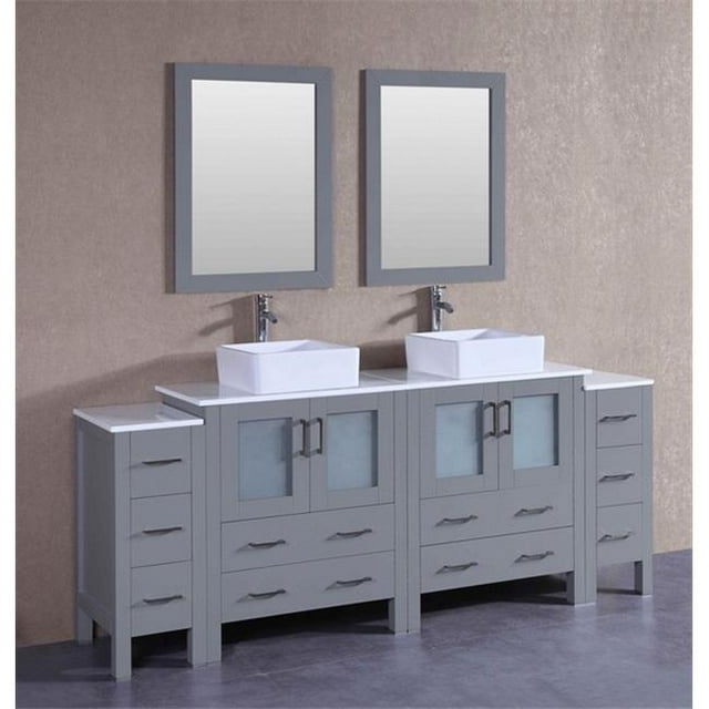 Mercury Import Group AGR230CBEPS2S Ensemble de Vanité Double 84 Po Bosconi - Gris